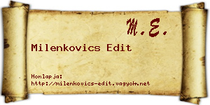 Milenkovics Edit névjegykártya